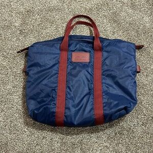 Vintage Pierre Cardin Nylon tote New York Paris Weekender Navy Maroon